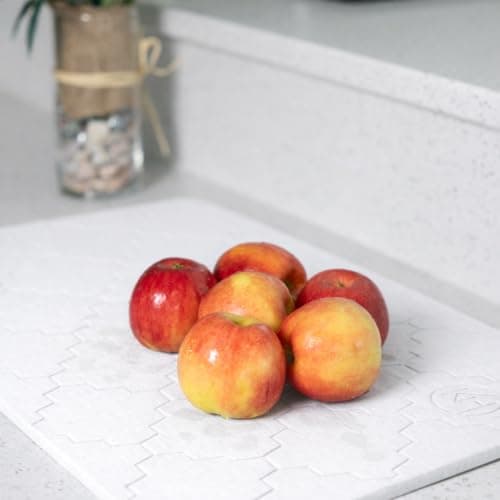 KALHOOF Diatomite Stone Bath Mat for Bathroom or Kitchen Water Absorbing, Quick-Drying, Non-Slip, Eco-Friendly, Stylish Large Dish Dry Solution Made with Absorbent Diatomaceous Earth Rock (White) - Thumbnail 4