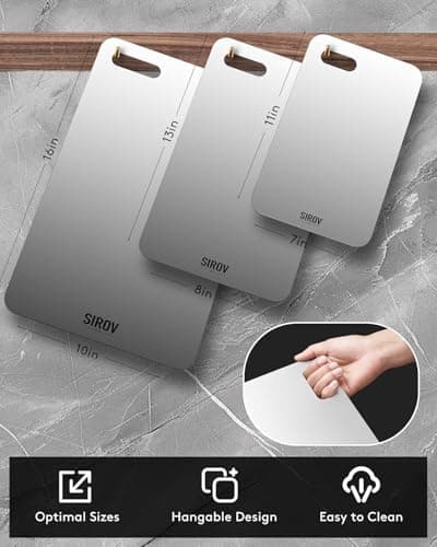 Titanium Cutting Board Set of 3, Premium Pure Titanium Chopping Boards for Kitchen, Non-Toxic & Dishwasher Safe for Meat, Fruit, and Vegetables (Set of 3)-Upgraded Version - Thumbnail 4