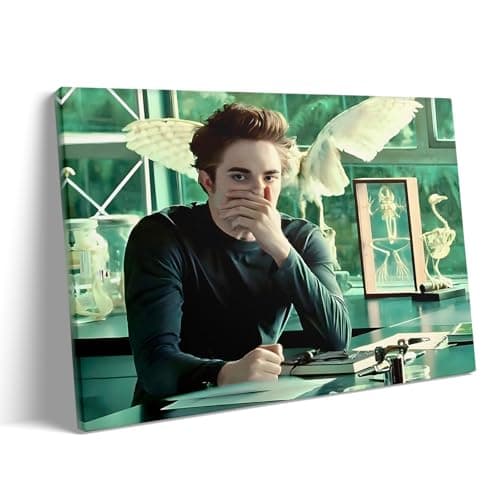 VYPEROCK Funny Framed Canvas Wall Art Bathroom Decor The Twilight Saga Movies Poster Print Edwards Oil Painting Humorous Picture Modern Artwork for Living Room Dorm Wall Home Decoration (16x20inch) - Image 1