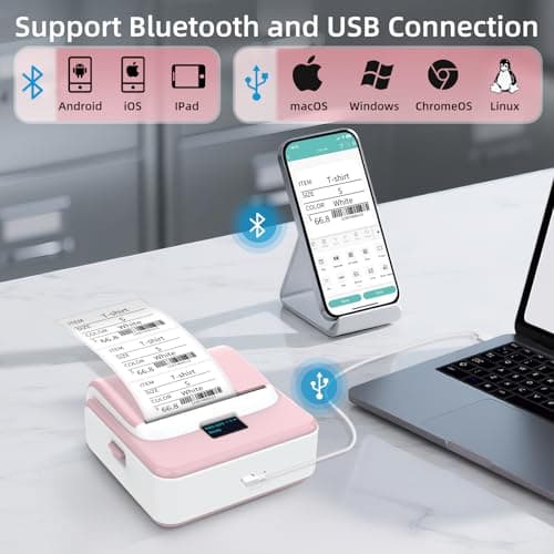 ORGSTA Label Maker Machine with Tape, T003 Thermal Label Maker, 2 Inch Bluetooth Label Printer Compatible with Phone & PC, Sticker Printer Barcode Thermal Maker for Small Business, Home, School - Thumbnail 3