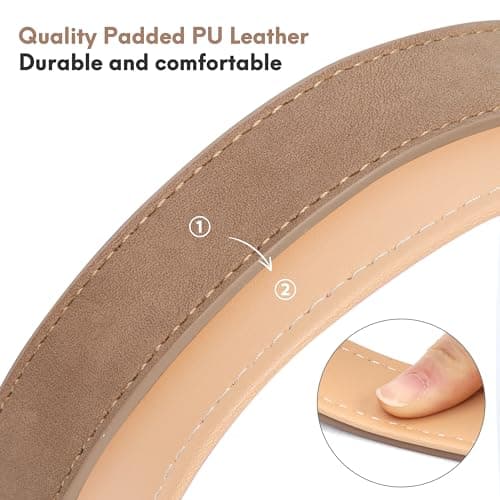 Jumpress Leather Dog Collar for Small Dogs, Soft Padded Dog Leather Collar with Heavy Duty Gold Buckle, Durable & Comfortable, Brown, S - Thumbnail 6