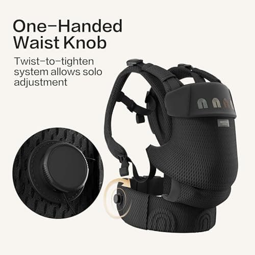BEIESTATE Baby Carrier Newborn to Toddler, Adjustable Infant Carrier with One-Hand Waist Knob, Breathable Mesh, Magnetic Buckle, Ergonomic Lumbar Support, Lightweight 7-33 lbs (Black) - Thumbnail 2