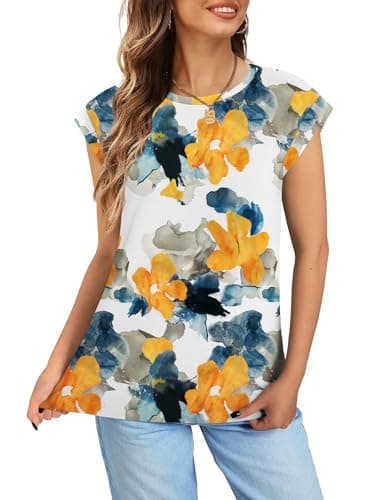 NORACORA Floral Tops for Women Summer Outfits 2026 Comfy Crew Neck T Shirts Chic Hawaiian Outfits Women Blouses Dressy Casual Spring Colored Shirts Multicolor Floral S - Thumbnail 5