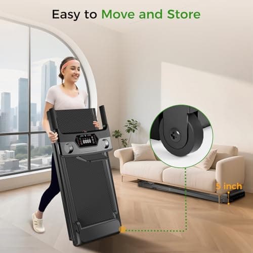Portable Treadmill with Incline, 3.0HP Walking Pad with Handle Bar, 3-in-1 Foldable Treadmill for Home Office Small Space with Quiet Brushless, 300 LBS Capacity - Thumbnail 4