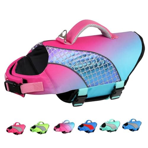 Doglay Dog Life Jacket for Boating & Swimming, High Buoyancy Reflective Dog Life Vests with Rescue Handle and D-Ring, Ripstop Adjustable Floating Vest for Small Medium Large Dogs