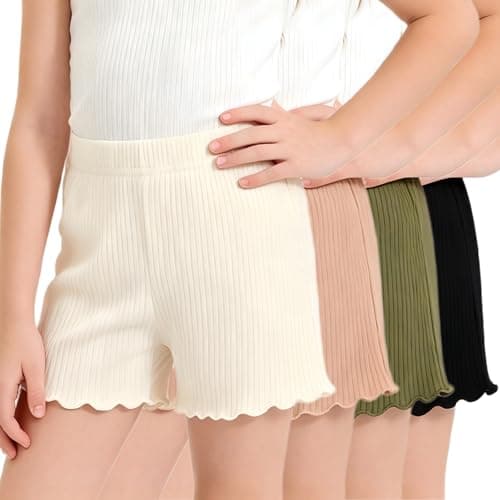 Rcuhsxi 4-Pack Baby Girls Ruffle Shorts Soft Elastic Waist Solid Color Casual Shorts for Toddler Size 5T-6T - Image 1