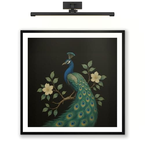 Peacock Wall Art, Botanical Bird Art Print, Dark Decor, 12x12in (30x30cm)