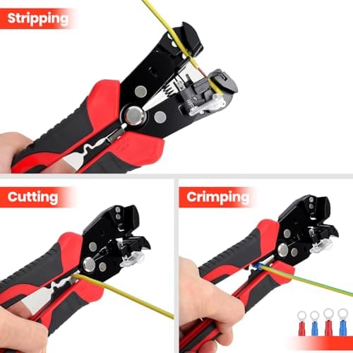 HARDELL+ Wire Stripper, 20-10 AWG Automatic Wire Strippers, 3-IN-1 Self Adjusting Wire Stripper Tool, Stripping/Cutting/Crimping Tool With 40PCS Terminals & Waterproof Bag For Electrician & DIYers - Thumbnail 4