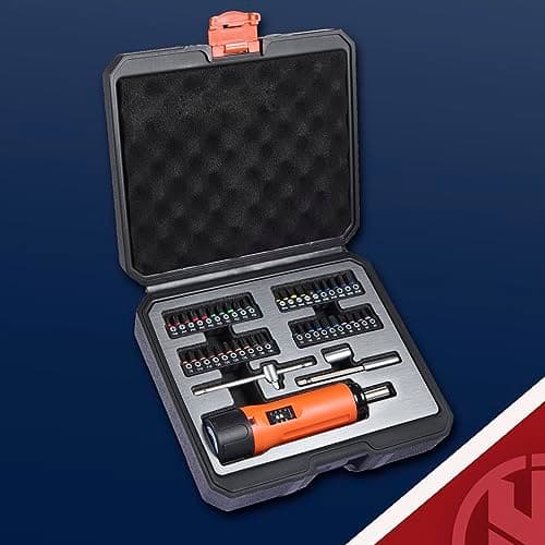 KNINE OUTDOORS Torque Screwdriver Wrench Driver Set 10-70 Inch Pounds lbs for Maintenance with T-bar Handle, 40 Hex Bits, 1/4" Socket, Shaft Extension, For Tools, Bike Repairing and Mounting (Orange) - Thumbnail 2