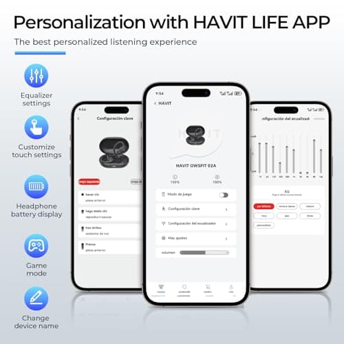 havit Open Ear Headphones, Over Ear Earbuds Bluetooth 5.4 Headphones, Comfort Fit Lightweight, Mic Clear Calls, 64H Playtime, IPX5 Waterproof Earhook Earbuds for Running, Cycling Workouts, Grey - Thumbnail 6