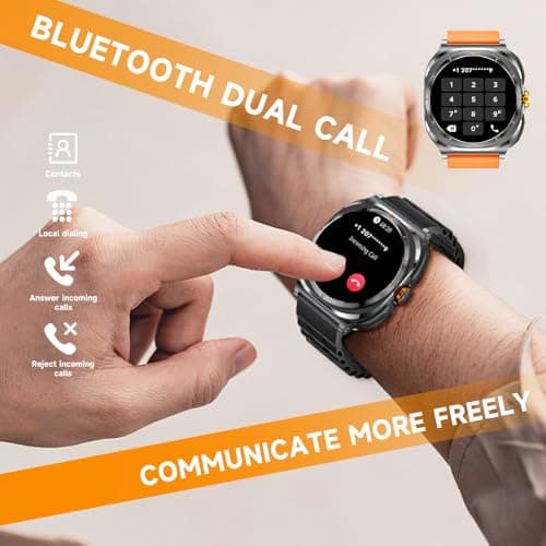 FANCHENGZI Smartwatch with Earbuds(Answer&Make Calls) IP67 Water Resistant Watch(2 Straps), Sports Watches 100+ Sports Modes (Cycling/Fitness/Hiking), DIY Watch Faces for Men Dad Husband (Silver) - Thumbnail 2