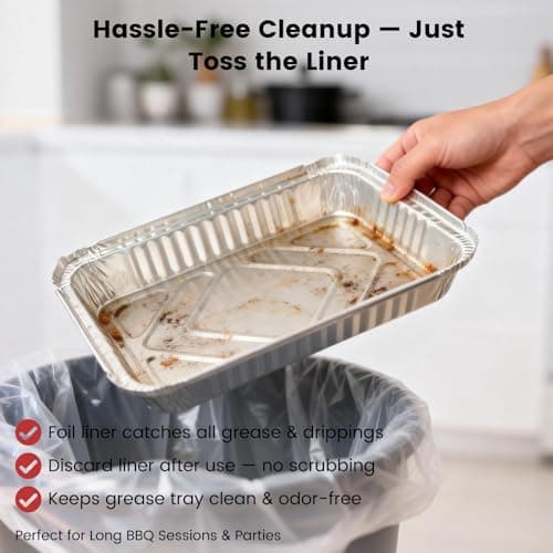 BLUES GRILL PARTS 80346 Grease Catch Pan with 15pack Aluminum Foil Liners, Drip Tray Replacement for Weber Q100/Q1000/Q120/Q140/Q1200/Q1400 & Baby Q Gas/Electric Grills Weber Part 41887 6415 - Thumbnail 4