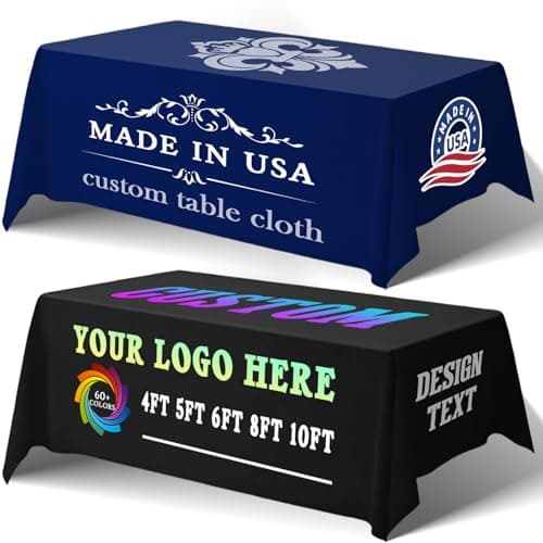 Personalized Custom Table Cloth with Business Logo Text Image 4/5/6/8/10FT Customized Table Cloth for Business, Trade Shows, Events, Company Shops, Schools, Welfare Organizations (72x30（6FT)) - Image 1
