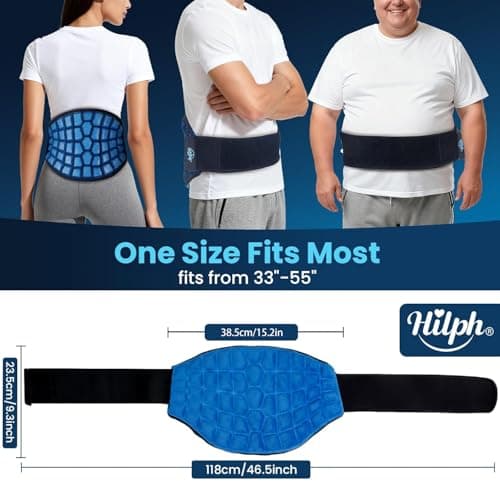 Hilph Large Ice Pack Wrap for Back Pain Relief - 2 Hours Long Lasting Cold Therapy with Ice Grid Design for Lower Back, Reusable Cold Pack for Waist, Lower Lumbar, Sciatica, Tailbone, 15.2'' x 9.3'' - Thumbnail 5