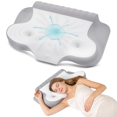 Cervical Pillow for Neck Pain Relief, Ergonomic Contour Memory Foam Neck Support Pillow with Ear Pressure Relief and Dual Height Design, Cooling Orthopedic Pillow for Side, Back and Stomach Sleepers - Image 1