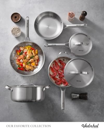 Stainless Steel Cookware Set, 8 Pcs Tir-Ply Pots and Pans Set, PFOA&PTFE Free, Dishwasher&Oven Safe, Kitchen Induction Compatible, ollas de acero inoxidable para cocinar - Thumbnail 2