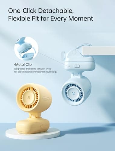 JISULIFE 2026 Clip Fan – Small & Stylish with 38H Cooling, Soft Night Light, One‑Click Detachable for Stroller or Desk, Safe Stroller Fan for Crib Car Seat Nursery Travel, Gifts for Baby Mom (Blue) - Thumbnail 3