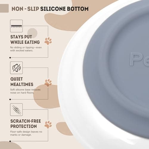 Ceramic Cat Food Bowls for Indoor Cats and Kitten, 4 Cute Cat Feeding Bowls Shallow Whisker Relief Dishes for Cats, 5.9" Wide Pet Plates for Wet & Dry Food and Water, Non-Slip Base, with 4 Spring Toys - Thumbnail 5