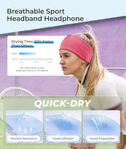 ink-topoint Sleep Headphones Bluetooth 5.4 Headphone, Sports Earphones with HD Stereo Speakers Breathable Sports Headphones for Running, Yoga, Travel, Sleeping, Ideal Gifts for Men Women - Thumbnail 3