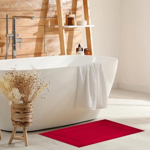 Infinitee Xclusives Premium Cotton Bath Mats for Bathroom – Pack of 2 | 34x22 Inches | Ultra Soft, Super Absorbent, Non-Slip, Machine Washable Mats (Burgundy) [Not a Rug] - Thumbnail 6