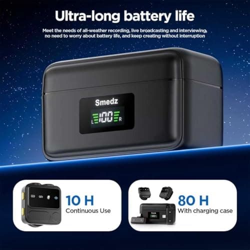 Smedz Wireless Microphone for iPhone Android,Mini Lavalier Microphone with AI Noise Reduction, 164FT Range&80H Charging Case Magnetic Mini Mic for for YouTube TikTok Vlog Podcast Live Streaming - Thumbnail 6