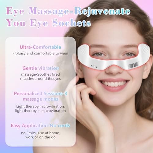 Under Eye Red Light Therapy Device, Red Light Therapy Glasses,Red 650 NM,Red Light Eye Mask for The Treatment of Eye Bags,Dark Circles,Puffiness periorbital for Treating Acne (White） - Thumbnail 3