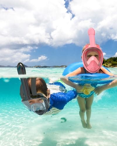 QingSong Kids Snorkel Mask Full Face, Snorkeling Set with Camera Mount, 180 Degree Panoramic View Snorkeling Gear Anti-Fog Anti-Leak - Thumbnail 3