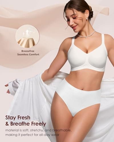 As Fairy Bras for Women Wireless Jelly No Underwire Full Coverage Seamless Supportive Comfortable Bralettes with Airhole(Pure White 42C) - Thumbnail 5