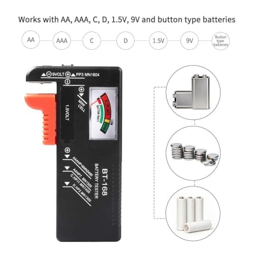 2Pcs Battery Tester Checker, Universal Battery Checker for AA AAA C D 9V 1.5V Button Cell Household Batteries Smal Electrical Monitor Meter Equipment (Requires No Battery for Operating) - Thumbnail 3
