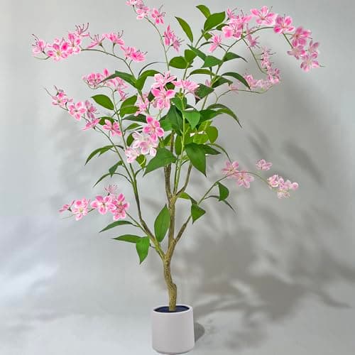 Niwellveb 4FT Artificial Jasmine Tree No Assembly Required - Realistic Silk Fake Plant for Home Office Decor, No Maintenance Indoor Faux Tree with Adjustable Branches - Image 1