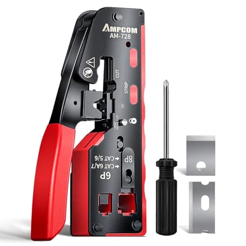 AMPCOM RJ45 Crimper for Cat 5e/6/6a7/8 Pass Through and Normal Network Plug - Image 1