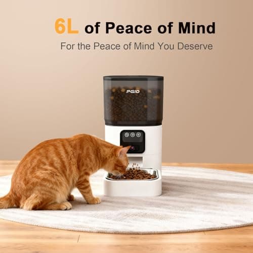 PGID Automatic Cat Feeder with Camera, 1080P HD Video with Night Vision, 2.4G WiFi Pet Feeder for Cat & Small Dog, 2-Way Audio & Meal Call Pet Food Dispenser, Motion Capturing Auto Dog Feeder 6L - Thumbnail 4