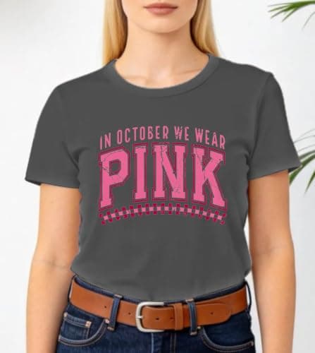 Breast Cancer Awareness Shirt Women-in October We Wear Pink T-Shirt Early Detection Save Lives Support Survivor Tee Top - Thumbnail 3