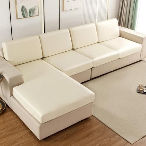 UWWGKK Waterproof Couch Covers, Stretch Couch Covers with Dirt-Resistant for Sectional Sofa,L Shape Sofa,Waterproof White Large Single Seat(1 Pcs for Large) - Thumbnail 6