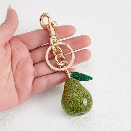 Hclian Cute Pear Keychain Bag Charms Car Keyrings for Women - Thumbnail 2