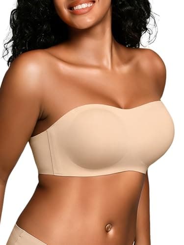 Cuteio Wireless Strapless Bras for Women, XL, Seamless Bandeau Bralette with Light Padding, Anti-Slip Tube Top Bra Skin - Image 1