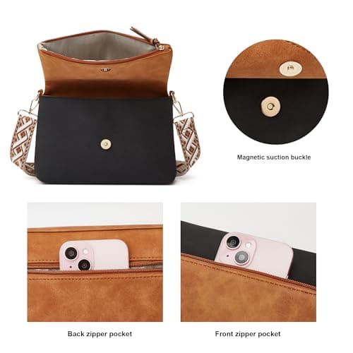 Makes Crossbody Bags for Women, Lightweight Medium Crossbody Purse, Soft Suede Leather Women's Shoulder Handbags for Shopping or Travel - Thumbnail 4