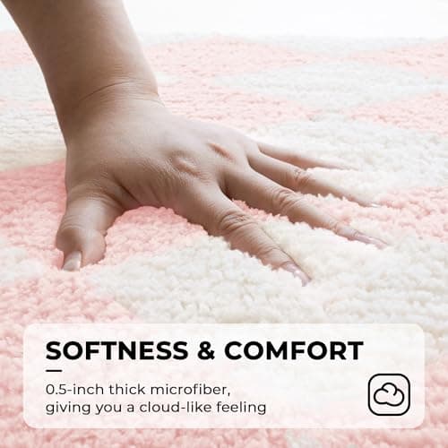 GRANNY SAYS Diamond Bathroom Rugs, 16" x 24", Non-Slip Bath Mats for Bathroom, Plush Shag Absorbent Microfiber Ultra Soft Bath Mat, Cute Washable Rug for Tub, Shower, Bedroom, Pink - Thumbnail 3