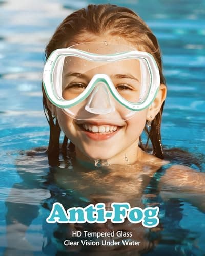 Aegend Kids Swim Mask Goggle, Swimming Goggles with Nose Cover Tempered Glass 180° HD Wide View - Thumbnail 5