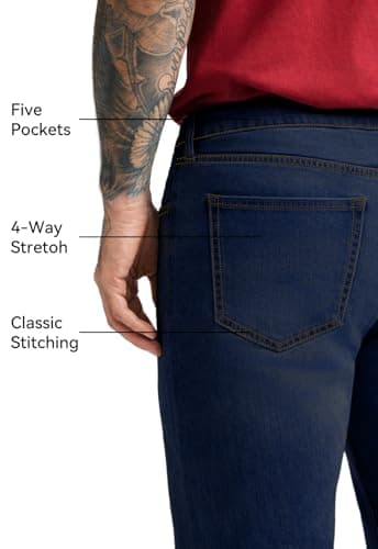 DISLANBO Men's Wide Leg Baggy Jeans for Men Loose Fit Denim Pants Hip Hop Skater Carpenter Jeans Y2K Streetwear Dark Blue(Grey) - Thumbnail 4