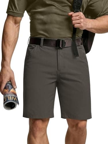 TUREFACE Men's Versatile Casual Shorts Relaxed Fit 4-Pocket Outdoor Shorts 10-Inch Inseam Charcoalash-L - Image 1