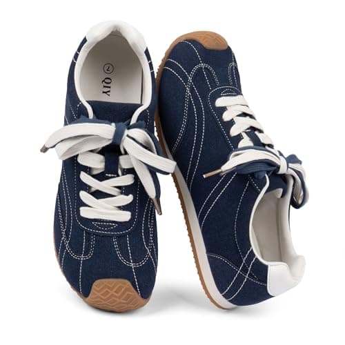 QIY Womens Blue Sneakers Comfortable Casual Shoes for Women Lace up Blue Wide Toe Tennis Shoes Womens Fashion Sneakers Size 8 - Thumbnail 6