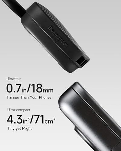 BENEUNDER Portable Neck Fan, 3.9oz Mini Small Personal Fan with Rechargeable Battery, 8000RPM Turbo Cooling, Ultra-Lightweight for Travel, Outdoor, Office & On-the-Go, Hair-Safe Design - Thumbnail 3