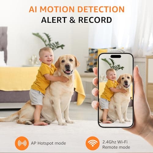 syomiyurx 2026 Upgrade Small Security Camera 2.4G WiFi Only Wireless Camera 1080P Mini Nanny Cam for Baby Pet Auto Night Vision 1600mAh Battery Indoor Cameras Motion Detection for Home Security - Thumbnail 3