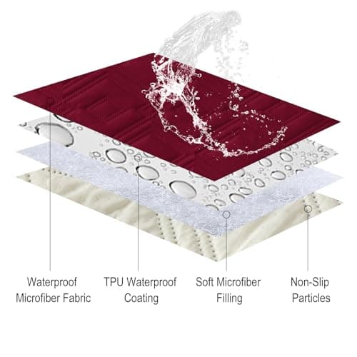 Genina 100% Waterproof Recliner Chair Covers, Anti-Slip Recliner Cover Dog Chair Cover Furniture Protector, Chair Sofa Slipcover for Pets Dogs, 1 Piece (Wine, Recliner) - Thumbnail 3