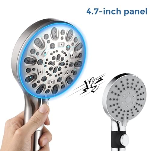 Iopsk 7 Spray Shower Head with Handheld, handheld shower head,detachable shower head with 60" Extra Long Hose & Adjustable Bracket,Showerhead with ON/OFF Switch for Pets Bath.(Brushed Nickel) - Thumbnail 5