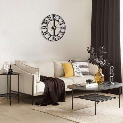 HAITANG Large Wall Clocks for Living Room Decor,16 Inch Clock Black Metal Silent Non Ticking Battery Operated Modern Vintage Decorative Clock Wall for Bedroom - Thumbnail 6