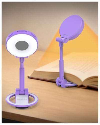 EastPin 18 LED Rechargeable Reading Light: Aesthetic Lavender Book Light for Relaxing Reading | Rotary Stepless Dimmer Memory & Timer - Reading Essentials Thoughtful Gifts for Women & Girls (Purple) - Image 1