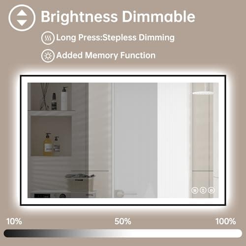 40x30 LED Bathroom Mirror with Lights, Black Aluminum Framed, Backlit + Front Lit, Lighted Bathroom Vanity Mirror for Wall, Anti-Fog, Memory Function, Dimmable, Shatterproof ETL Listed - Thumbnail 4
