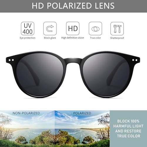 SUNGAIT Women's Classic Vintage Round Polarized Sunglasses Retro Style UV400 SGT167-LHH - Thumbnail 2